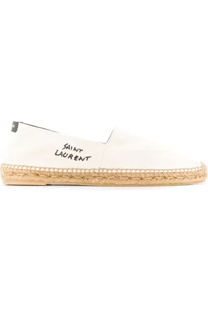 Saint Laurent Schoenen, Heren, , 41 1/2 EU, Katoen, Platte Schoenen met Geborduurd Logo