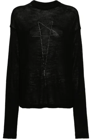 Rick Owens Truien, Dames, Zwart, L, Wol, Zwarte wollen casual trui