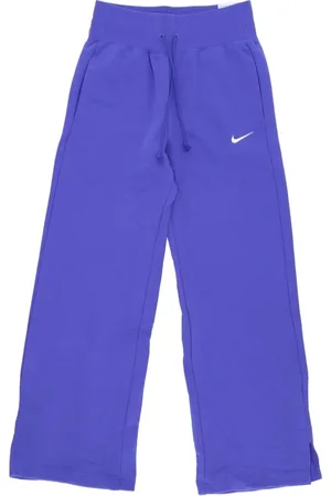 Nike Broeken, Dames, Blauw, L, Katoen, Wijde Fleecebroek