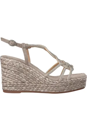 Alma en Pena Schoenen, Dames, Bruin, 38 EU, Wigvormige gevlochten stroken