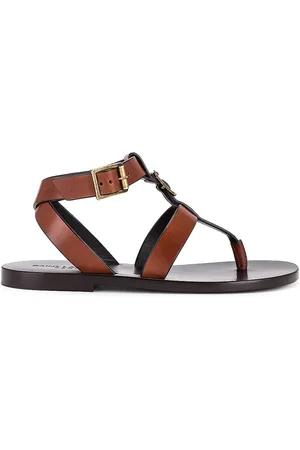 Saint Laurent Schoenen, Dames, Bruin, 37 EU, Leer, Hardy leren sandalen