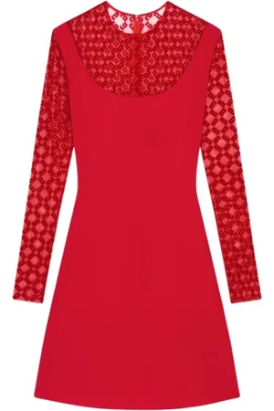 Givenchy Kleedjes, Dames, Rood, M, Monogram Tulle Jersey Korte Jurk