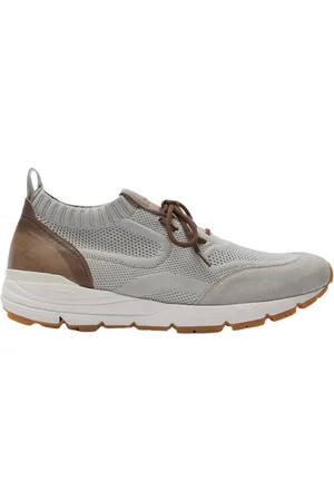 Scarosso Schoenen, Heren, Grijs, 40 1/2 EU, Suède, Handgemaakte Running Sneakers in Grijs Knit