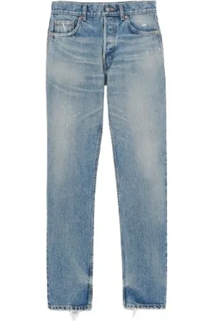 Saint Laurent Jeans, Heren, Blauw, W34, Denim, Straight-Leg Denim Jeans