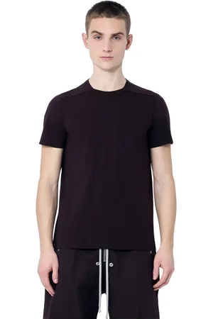 Rick Owens Tops, Heren, Bruin, XL, Katoen, Double-Layer Katoen Jersey Crewneck T-Shirt