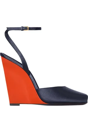 Saint Laurent Schoenen, Dames, Blauw, 37 EU, Leer, LA Scandale Wedges