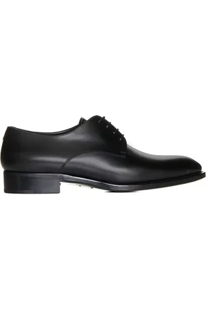 Saint Laurent Schoenen, Heren, Zwart, 42 1/2 EU, Leer, Adrien Zwarte Leren Derby Schoenen