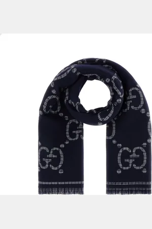 Gucci Accessoires, Heren, Blauw, ONE Size, Wol, Check GG wollen sjaal