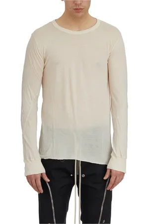 Rick Owens Tops, Heren, Wit, L, Katoen, Long Sleeve Basic T-Shirt Natural