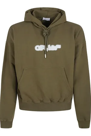 OFF-WHITE Sweatshirts & Hoodies, Heren, Groen, S, Katoen, Groene Hoodie Stijlvol Logo Print