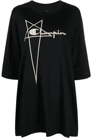 Rick Owens Tops, Dames, Zwart, S, Katoen, Champion Tommy Tee
