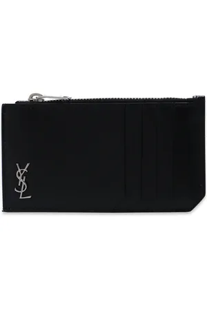 Saint Laurent Accessoires, Heren, Zwart, ONE Size, Leer, Branded Card Case