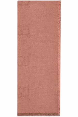 Gucci Accessoires, unisex, Roze, ONE Size, Katoen, G-monogram Sjaal met Rafels