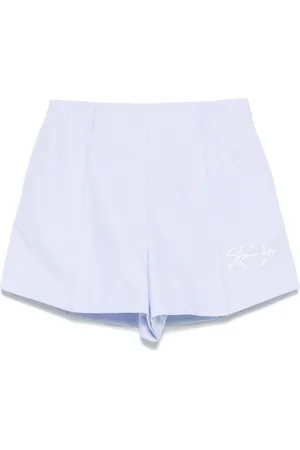 Givenchy Korte broeken, Dames, Blauw, S, Katoen, Lichtblauwe Shorts met Borduursel