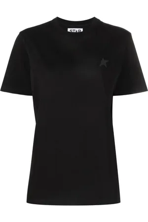 Golden Goose Tops, Dames, Zwart, S, Katoen, Logo Print Katoenen T-shirt
