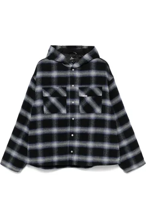 Represent Jassen, Heren, Blauw, S, Wol, Blauw Geruit Hooded Sweater