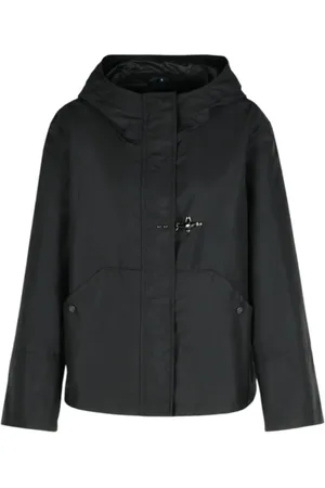 FAY Jassen, Dames, Zwart, S, Zwarte korte parka met capuchon