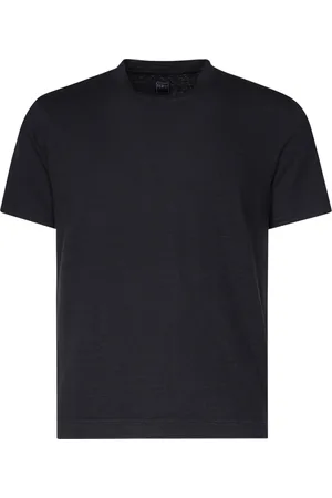 FEDELI Tops, Heren, Zwart, 3Xl, Linnen, Zwart Linnen T-shirt en Polo