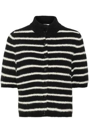 Gestuz Truien, Dames, Zwart, M, Gestreept Kort Vest