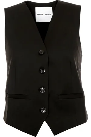 Samsøe Samsøe Jassen, Dames, Zwart, M, Slim Fit Vest met V-Hals
