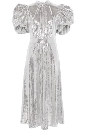 ROTATE Kleedjes, Dames, Grijs, M, Polyester, Argento Jurk