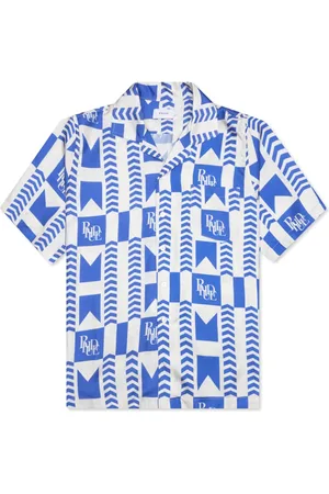 Rhude Overhemden, Heren, Blauw, M, Grasse Silk Shirt
