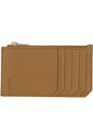 Saint Laurent Accessoires, Heren, Bruin, ONE Size, Leer, Cassandre Shadow Zip Kaarthouder