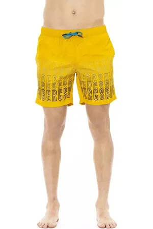 Bikkembergs Badkleding, Heren, Geel, L, Polyester, Gradiënt Print Zwemshorts in Helder Geel