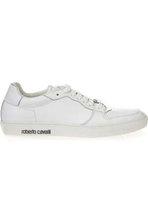 Roberto Cavalli Schoenen, Dames, Wit, 36 EU, Leer, Witte leren low-top sneakers