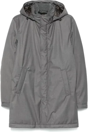 HERNO Mantels, Heren, Grijs, L, Parka met capuchon en zijzakken