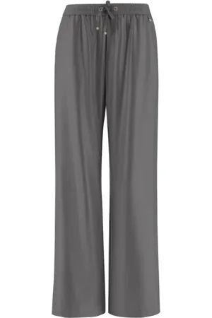 HERNO Broeken, Dames, Grijs, S, Polyester, Gelamineerde Broek met Trekkoord
