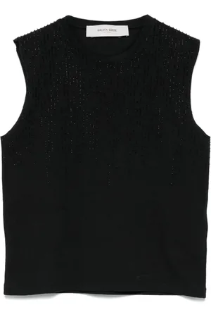 Golden Goose Tops, Dames, Zwart, M, Katoen, Beaded Embroidery Tank Top