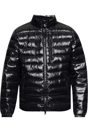 save the duck Jassen, Heren, Zwart, L, Nylon, Zwarte Nylon Winddichte Jas met Hoge Kraag