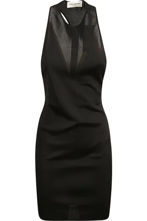 Saint Laurent Kleedjes, Dames, Zwart, M, U Cut Decollete Jurk