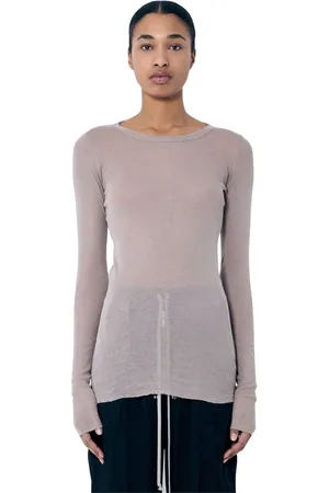 Rick Owens Tops, Dames, , S, Katoen, Rib Long Sleeve Crewneck T-Shirt