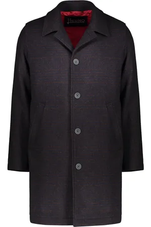 HERNO Mantels, Heren, Blauw, L, Wol, Wollen Blend Jas met Reverskraag