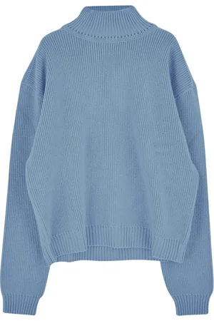 Rick Owens Truien, Heren, Blauw, S, Wol, Virgin Wol Turtleneck Truien