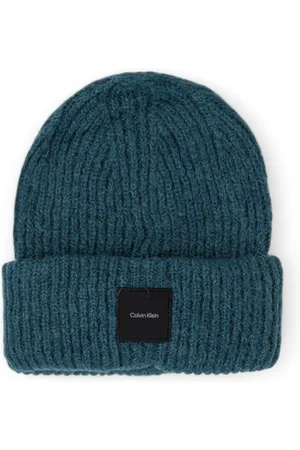 Calvin Klein Accessoires, Heren, Groen, ONE Size, Wol, Groene Alpaca Wol Gebreide Muts