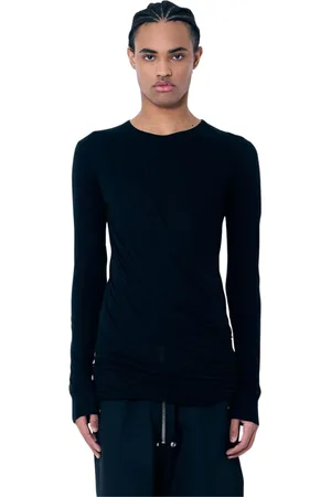 Rick Owens Tops, Heren, Zwart, L, Katoen, Gelaagde T-shirt met lange mouwen en ronde hals