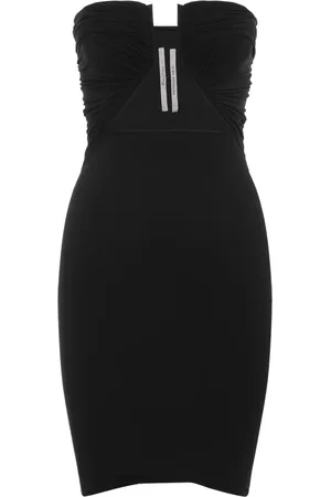 Rick Owens Kleedjes, Dames, Zwart, S, Nylon, Zwarte Geometrische Uitgesneden Jurk