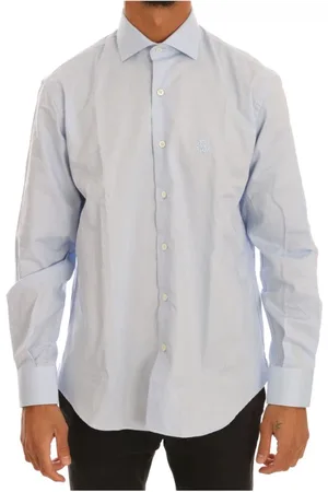 Roberto Cavalli Overhemden, Heren, Blauw, M, Katoen, Slim Fit Overhemd