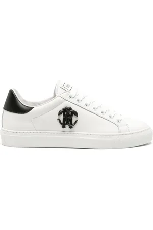 Roberto Cavalli Schoenen, Dames, Wit, 36 EU, Leer, Witte leren casual sneakers