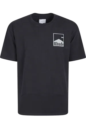 Rhude Tops, Heren, Zwart, S, Katoen, Chevron Logo Repeat T-shirt