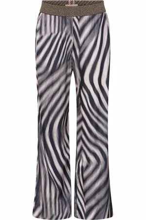 gustav Broeken, Dames, Veelkleurig, L, Wijde Pijpen Broek met Elastische Tailleband