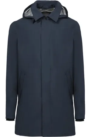 HERNO Mantels, Heren, Blauw, L, Polyester, Blauwe driekwart jas