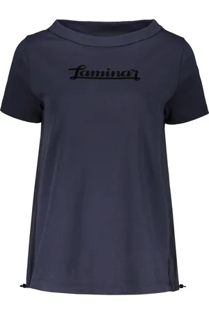 HERNO Tops, Dames, Blauw, 2Xl, Katoen, T-shirt van katoen met trekkoordzoom
