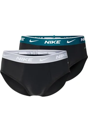 Nike Ondergoed, Heren, Zwart, M, Katoen, Zwarte slips met contrasterende elastische band - 2-pack