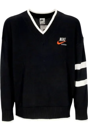 Nike Truien, Heren, Zwart, XS, Wol, Lichtgewicht V-hals Sportsweater
