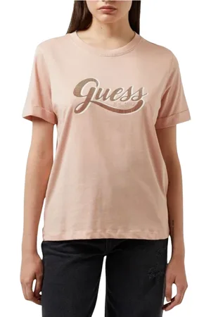 Guess Tops, Dames, Roze, S, Katoen, Logo T-Shirt