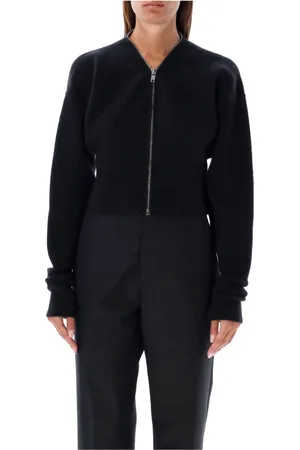Rick Owens Truien, Dames, Zwart, L, Wol, Batwing Klaus Zip Cardigan